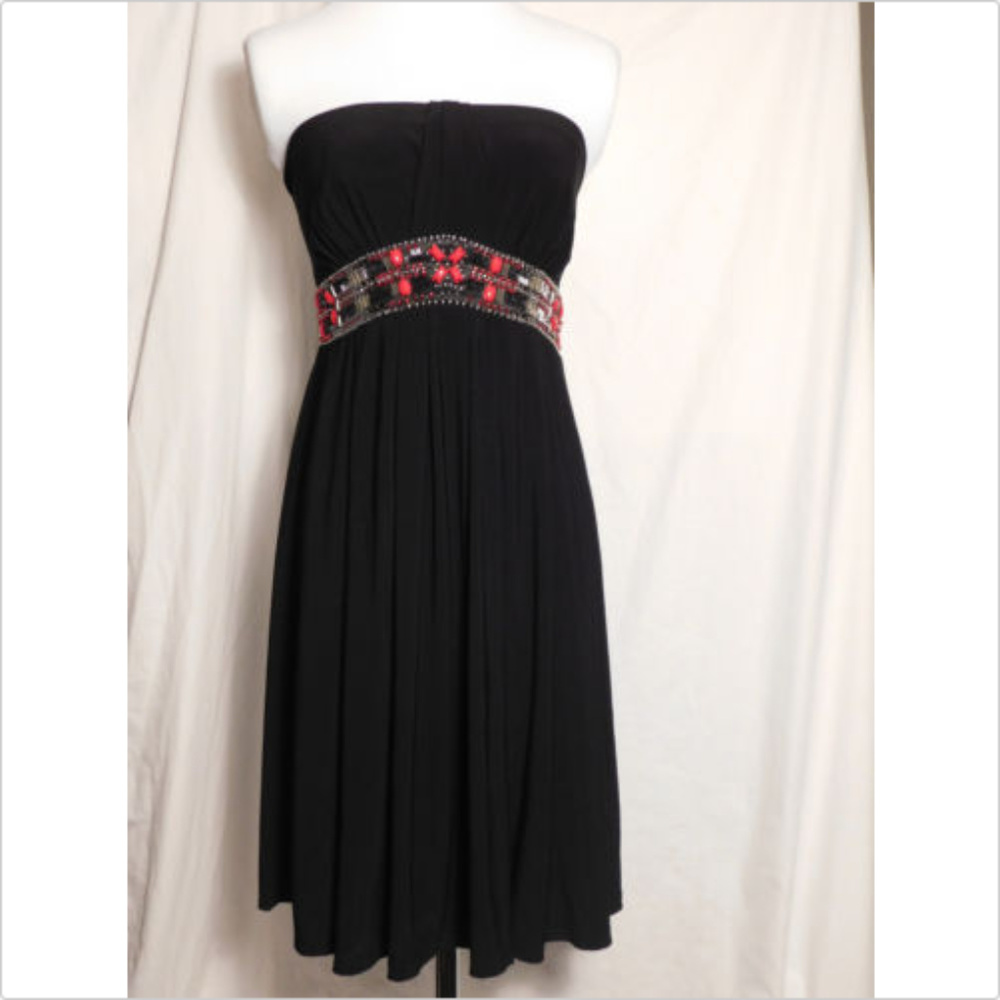 ️WHBM Black Empire Waist Strapless Dress Size 0